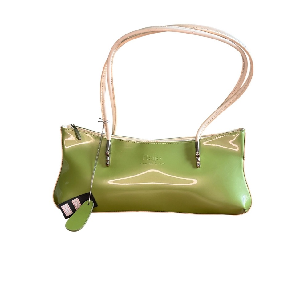 Beijo London Paris New York Lime Green High Gloss Patent Shoulder Bag Handbag